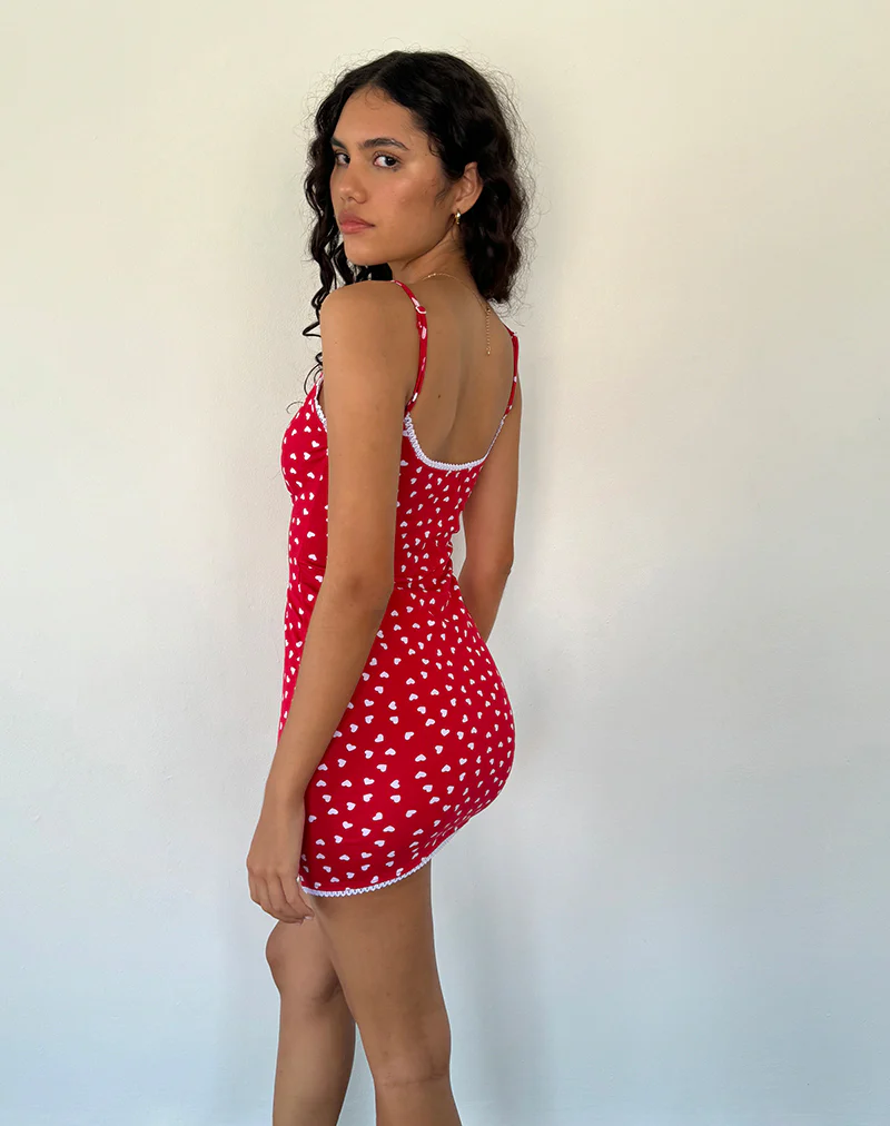 Riniki Bodycon Mini Dress in Heart Red - Image 3