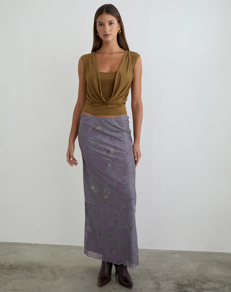 Rinsha Cowl Top in Cupro Dark Yellow - Image 3