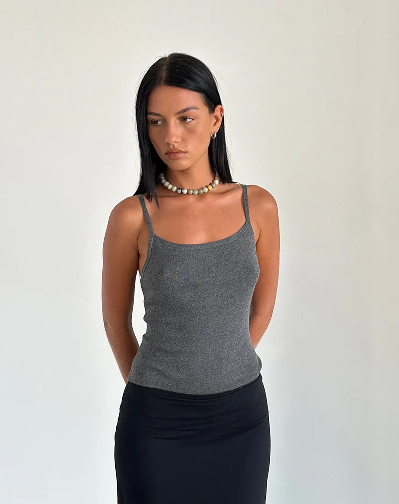 Riona Vest Top in Dark Grey - Image 2