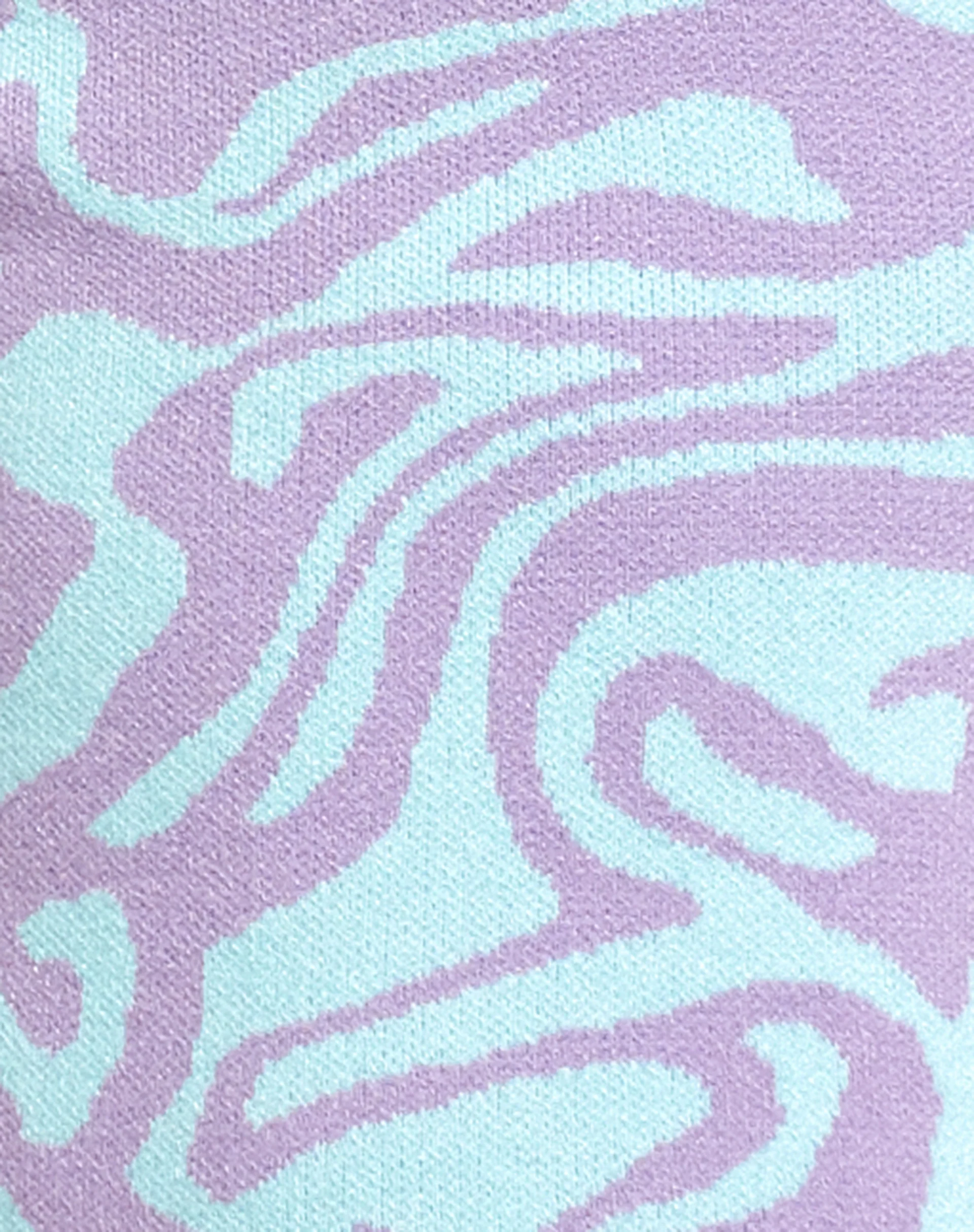 Riri Mini Dress in Knit Jagged Swirl Lavender and Mint - Image 8