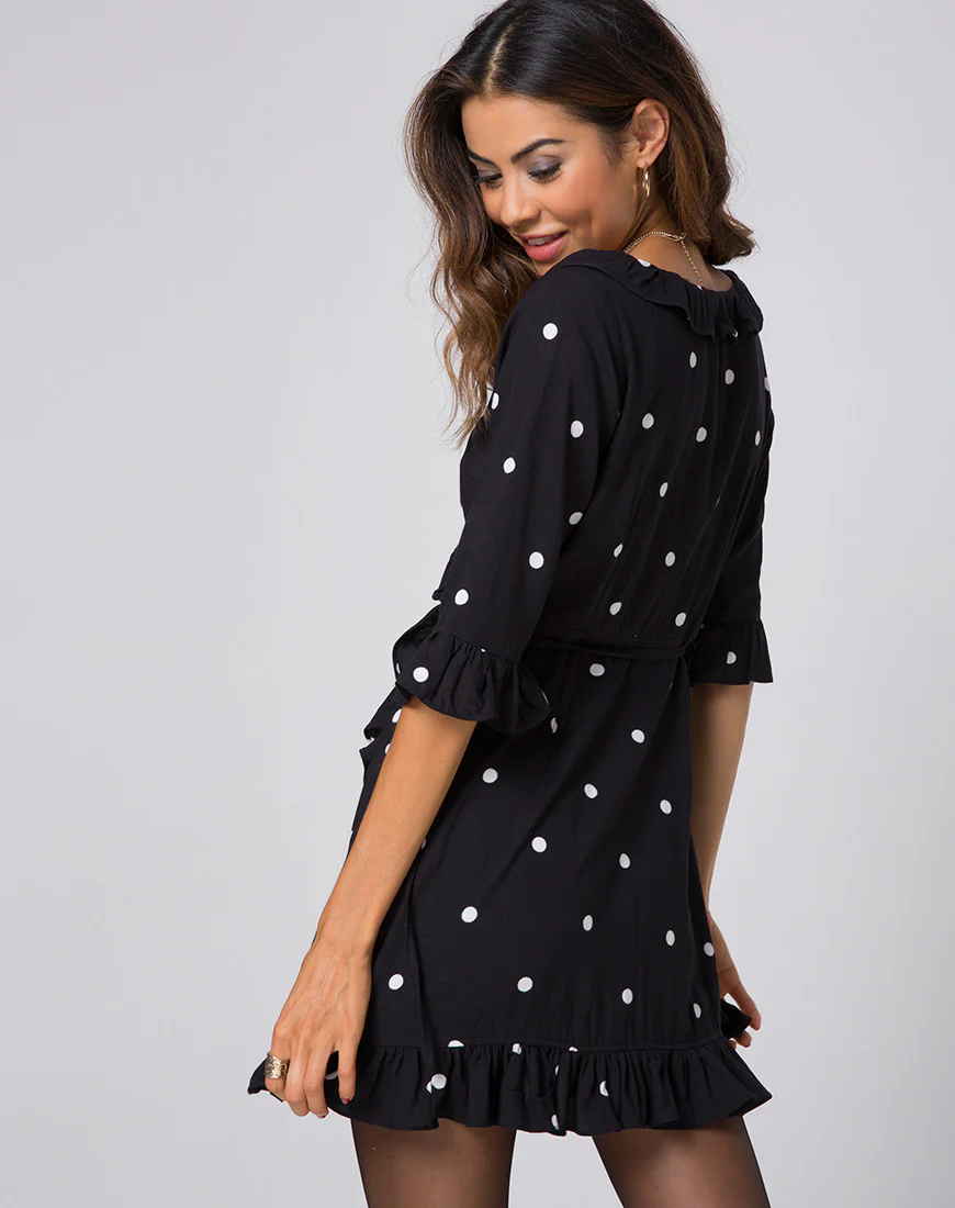 Riser Dress in Polkadot Black and White - Image 3