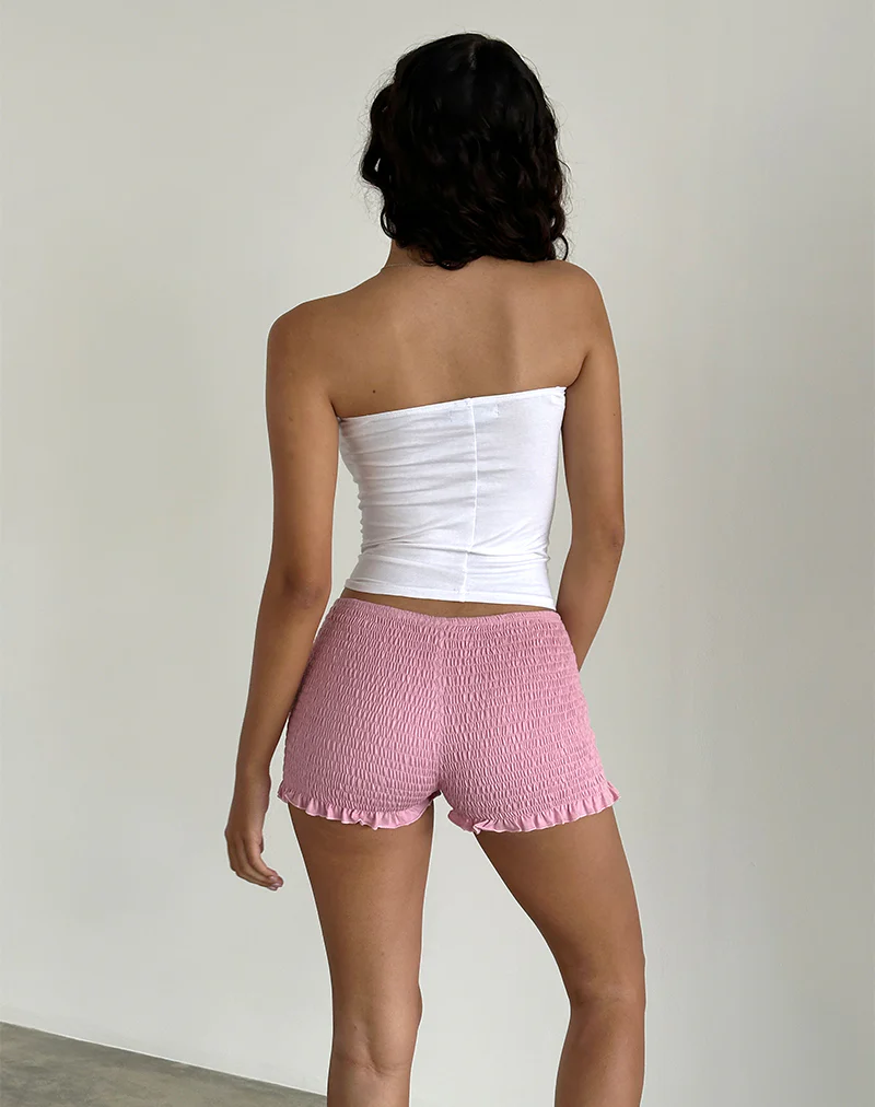 Ritala Shirred Micro Shorts in Flamingo Pink - Image 6