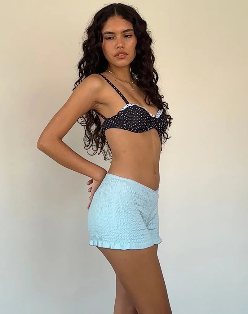 Ritala Shirred Micro Shorts in Powder Blue - Image 3