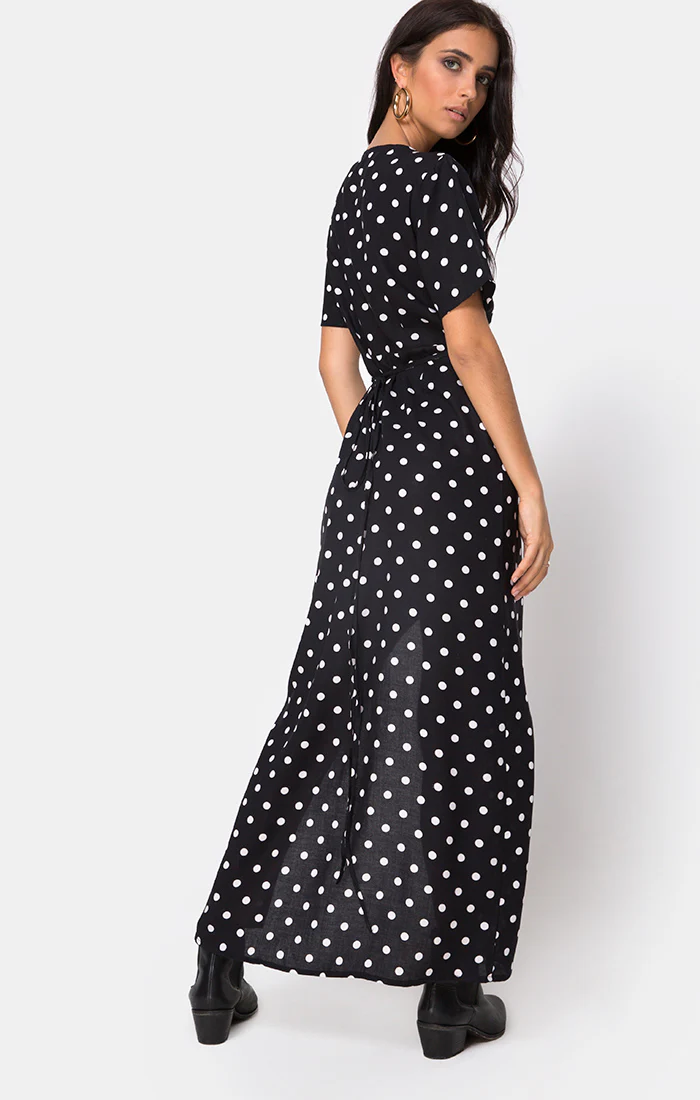 Riva Dress in Medium Polka B/W - Image 2