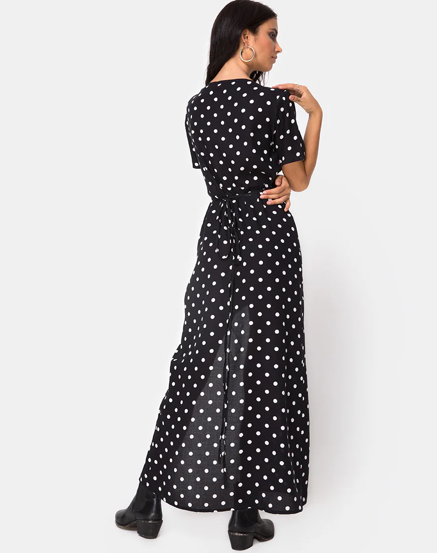Riva Dress in Medium Polka B/W - Image 4