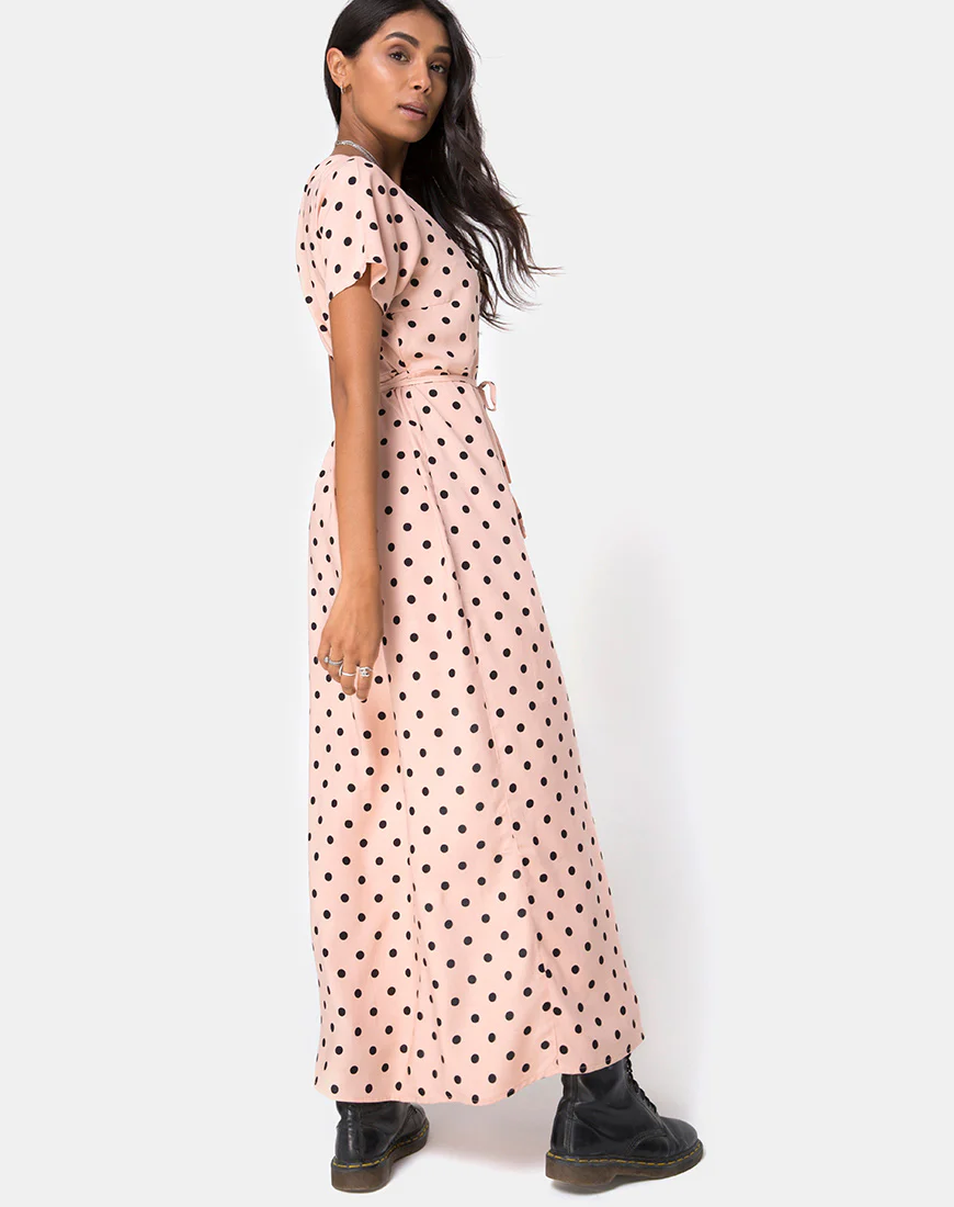 Riva Dress in New Polka Nude Black - Image 4