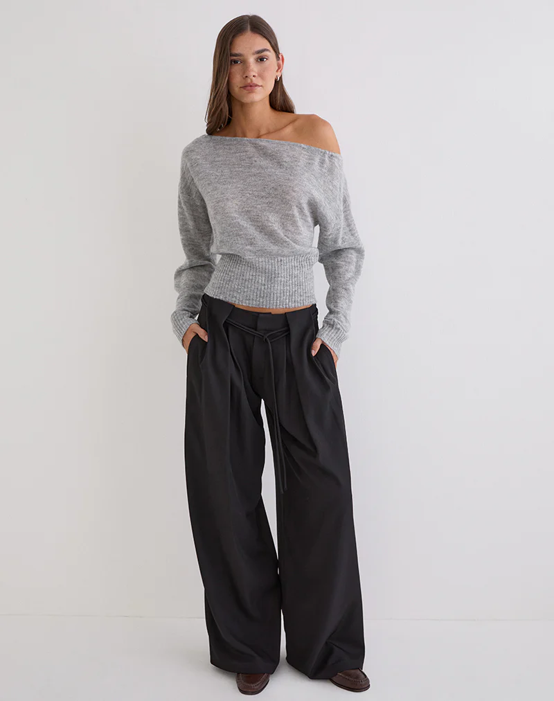 Rivela Tie Waist Trouser in Black - Image 3