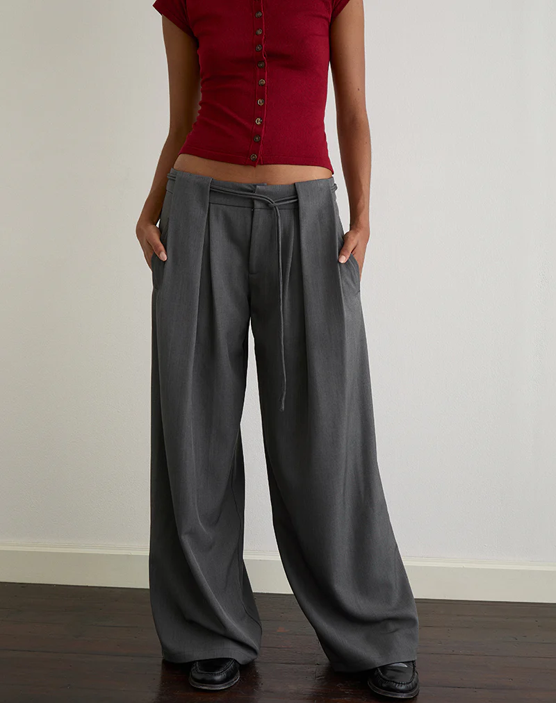 Rivela Tie Waist Trouser in Grey - Image 4