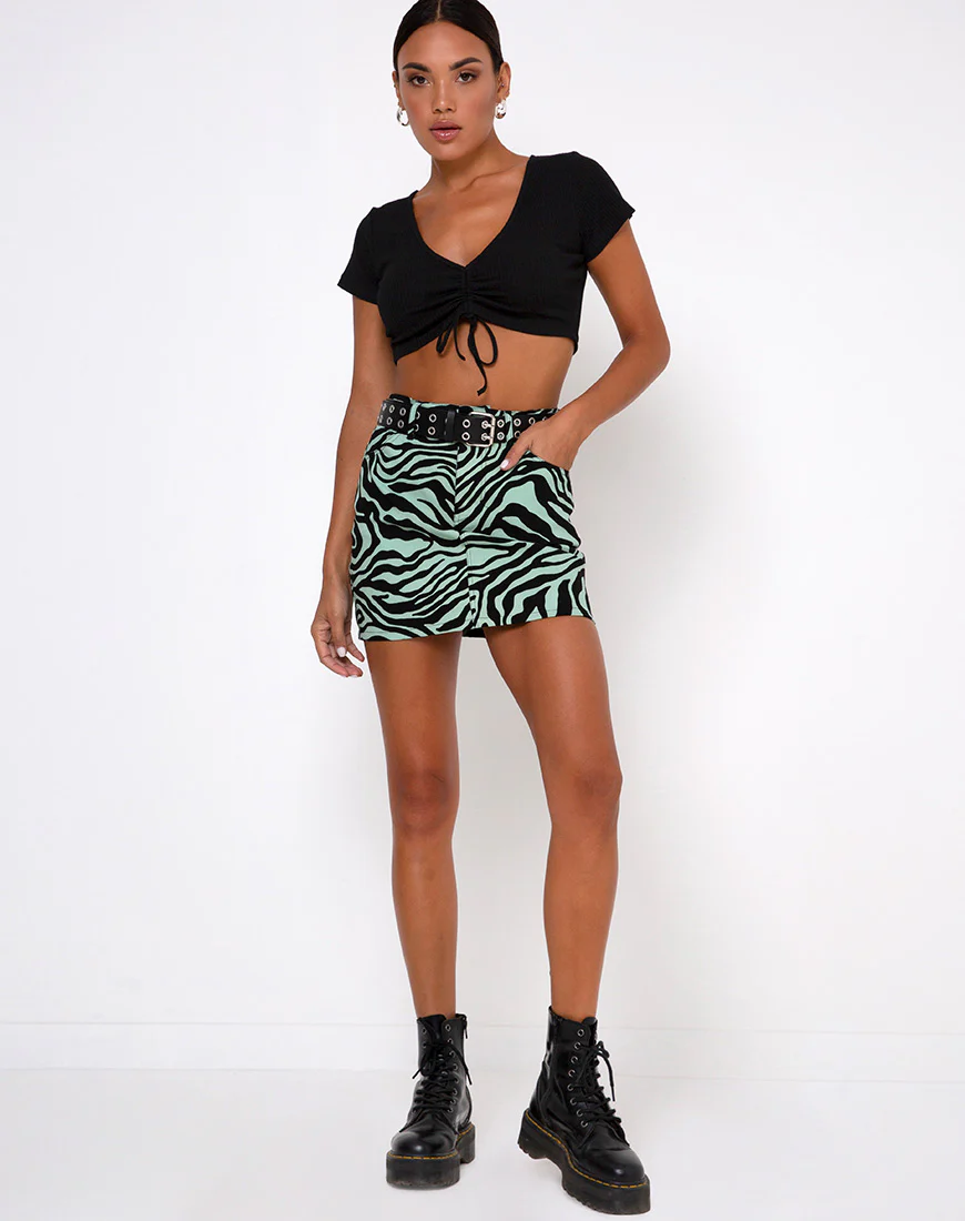 Rivera Crop Top in Rib Black - Image 3