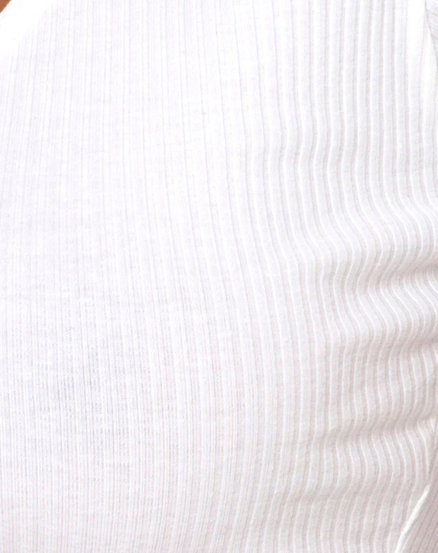 Rivera Crop Top in Rib Ivory - Image 5