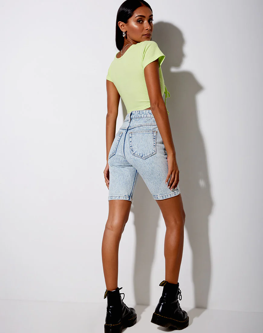 Rivera Crop Top in Rib Lime - Image 4