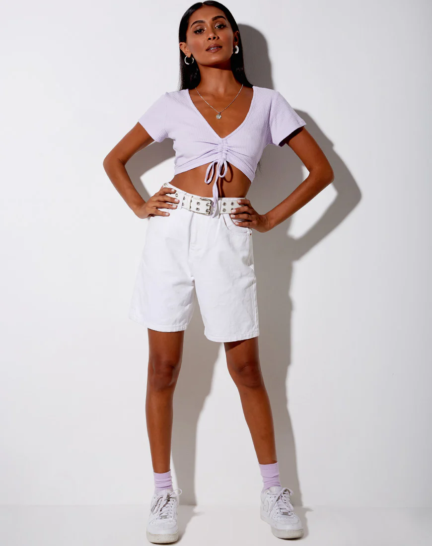 Rivera Crop Top in Rib Violet - Image 3