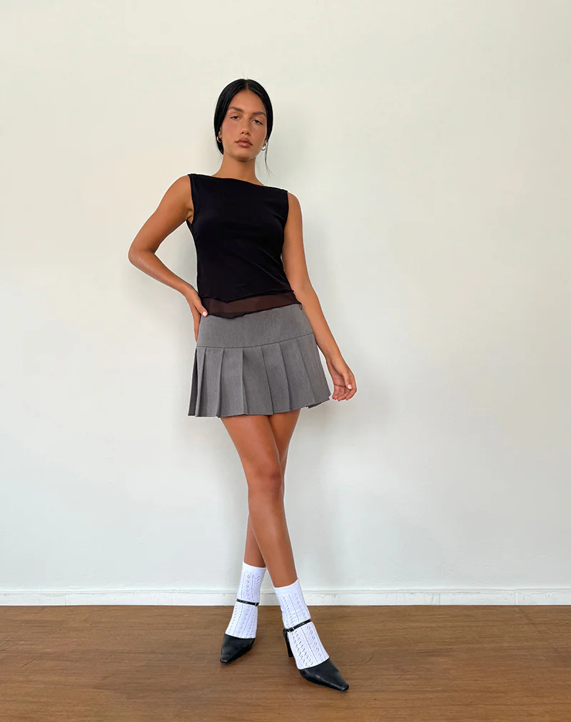 Rochie Asymmetric Top in Mesh Black - Image 5