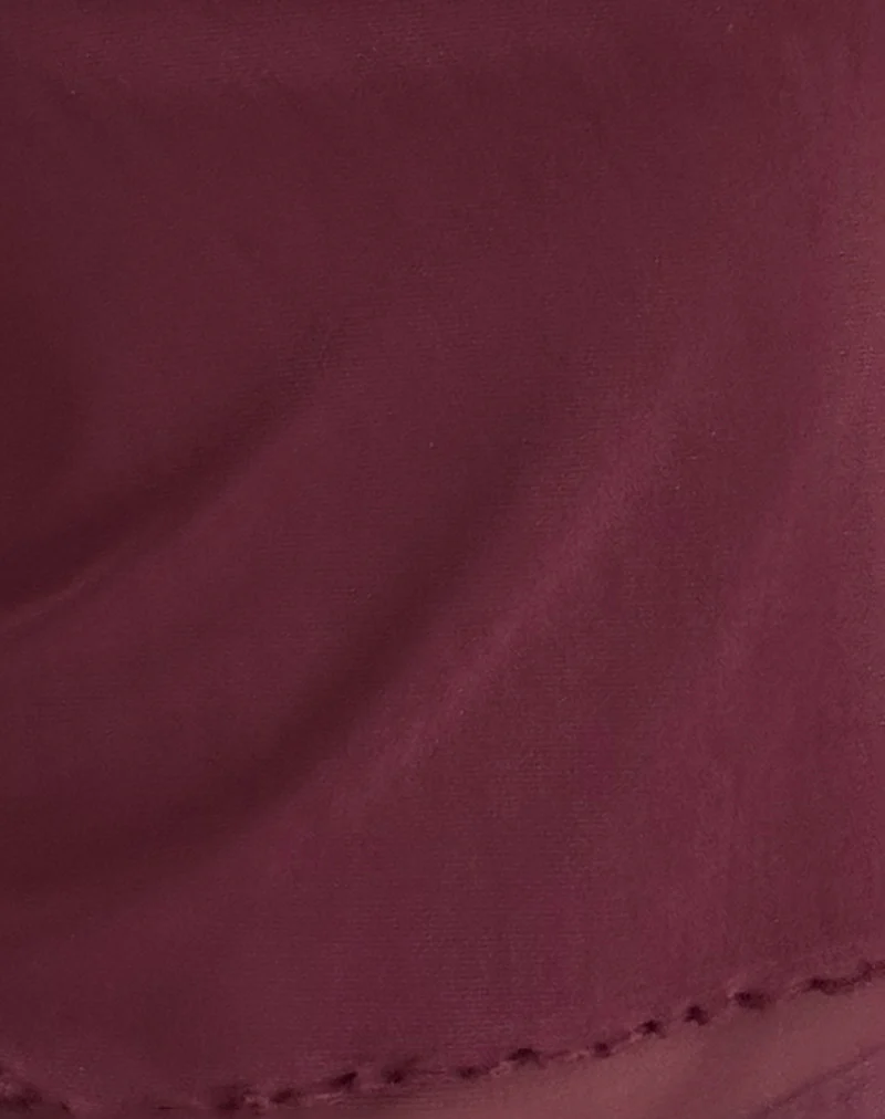 Rochie Asymmetric Top in Mesh Maroon - Image 6