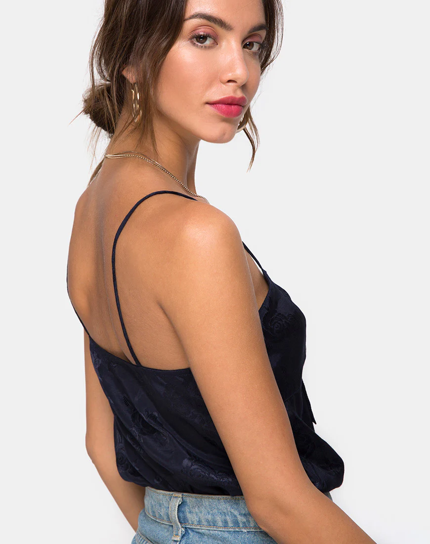 Rodice Bodice in Satin Rose Navy - Image 2