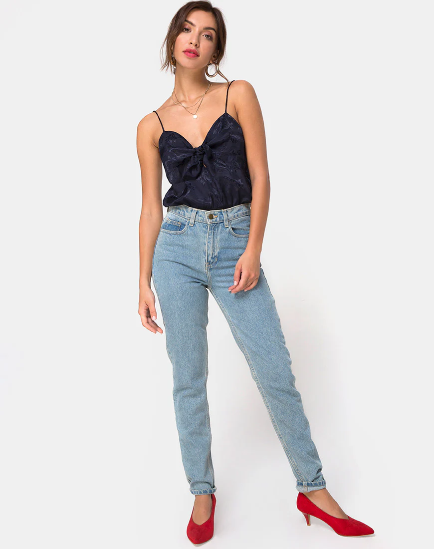 Rodice Bodice in Satin Rose Navy - Image 3