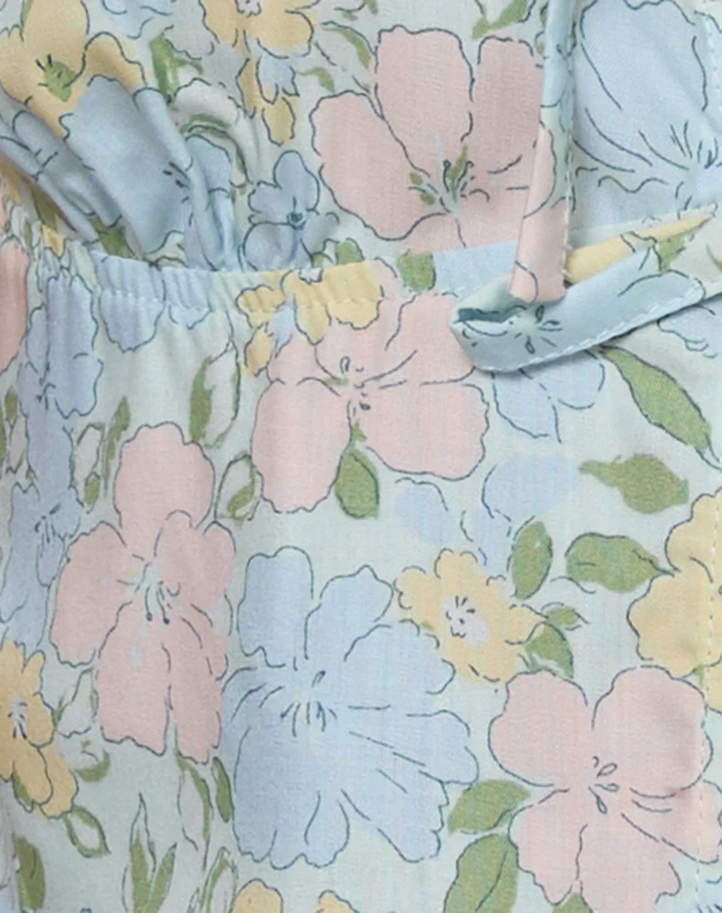 Rodite Tie Front Top in Washed Out Pastel Floral - Image 6