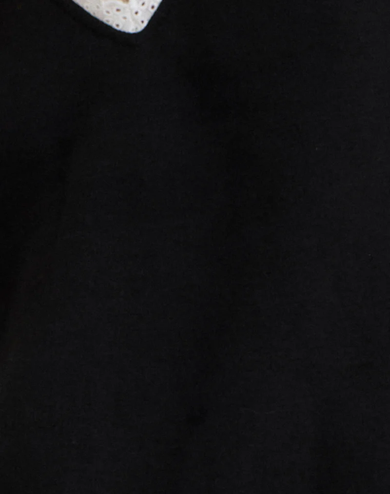Rodyn Jumper in Black with White Picot Binding - Image 6
