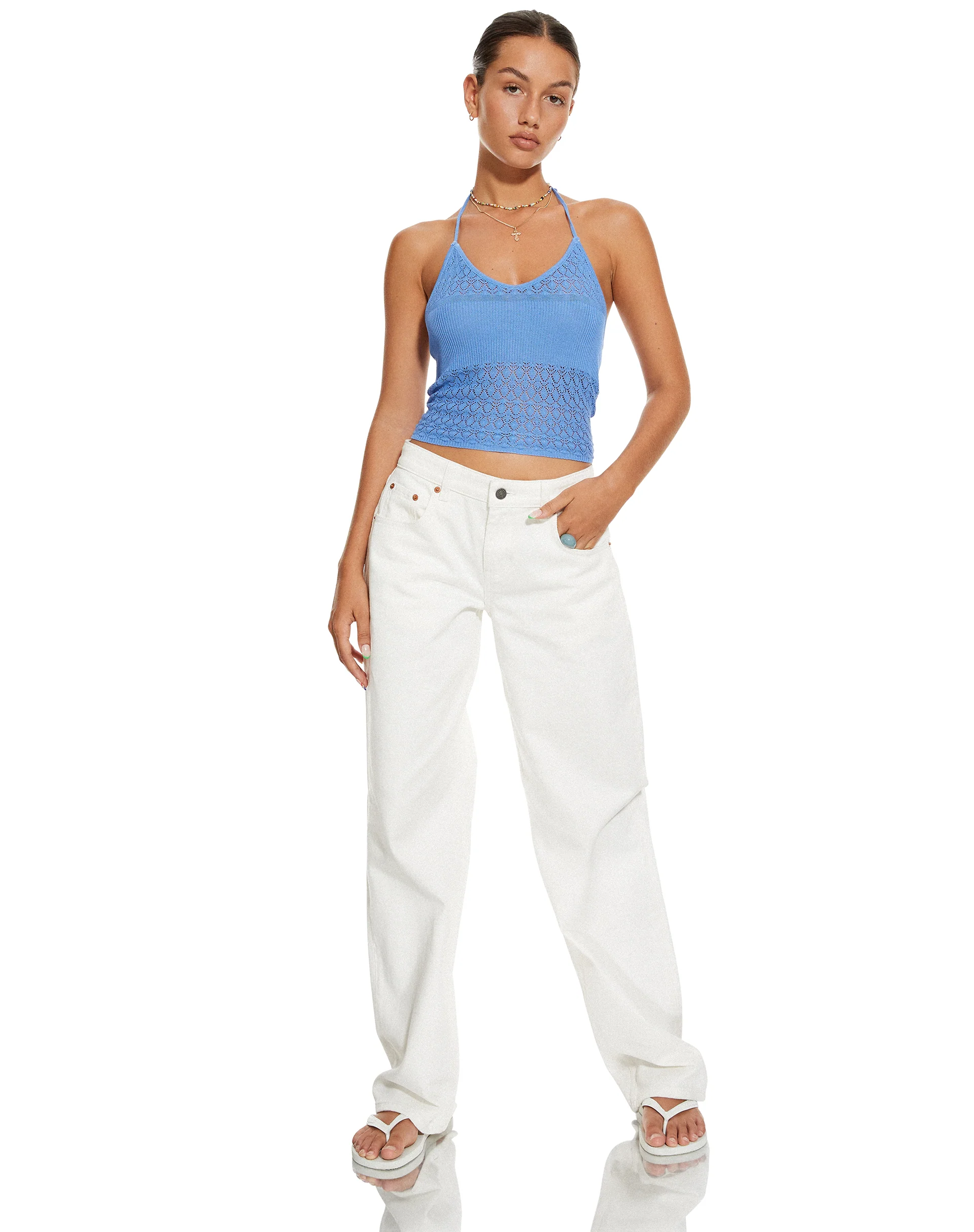 MOTEL X BARBARA Roe Crop Top in Blue - Image 5