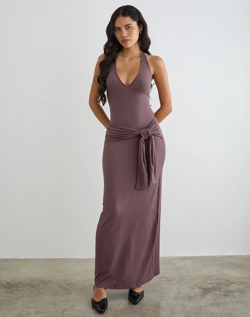 Rohesia Maxi Dress in Deep Taupe - Image 2