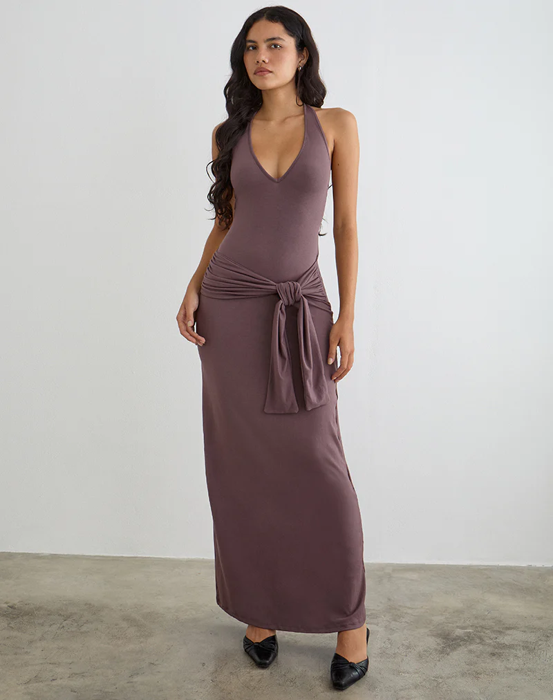 Rohesia Maxi Dress in Deep Taupe - Image 3