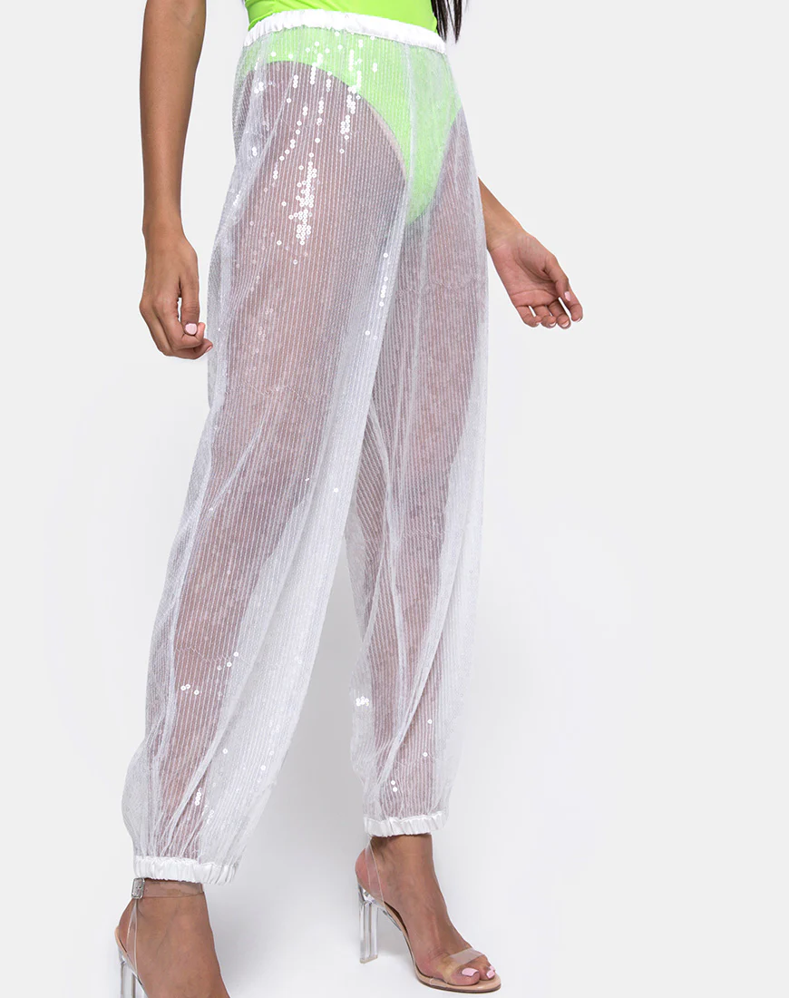 Roid Trouser in Sheer White Clear Crystal - Image 5
