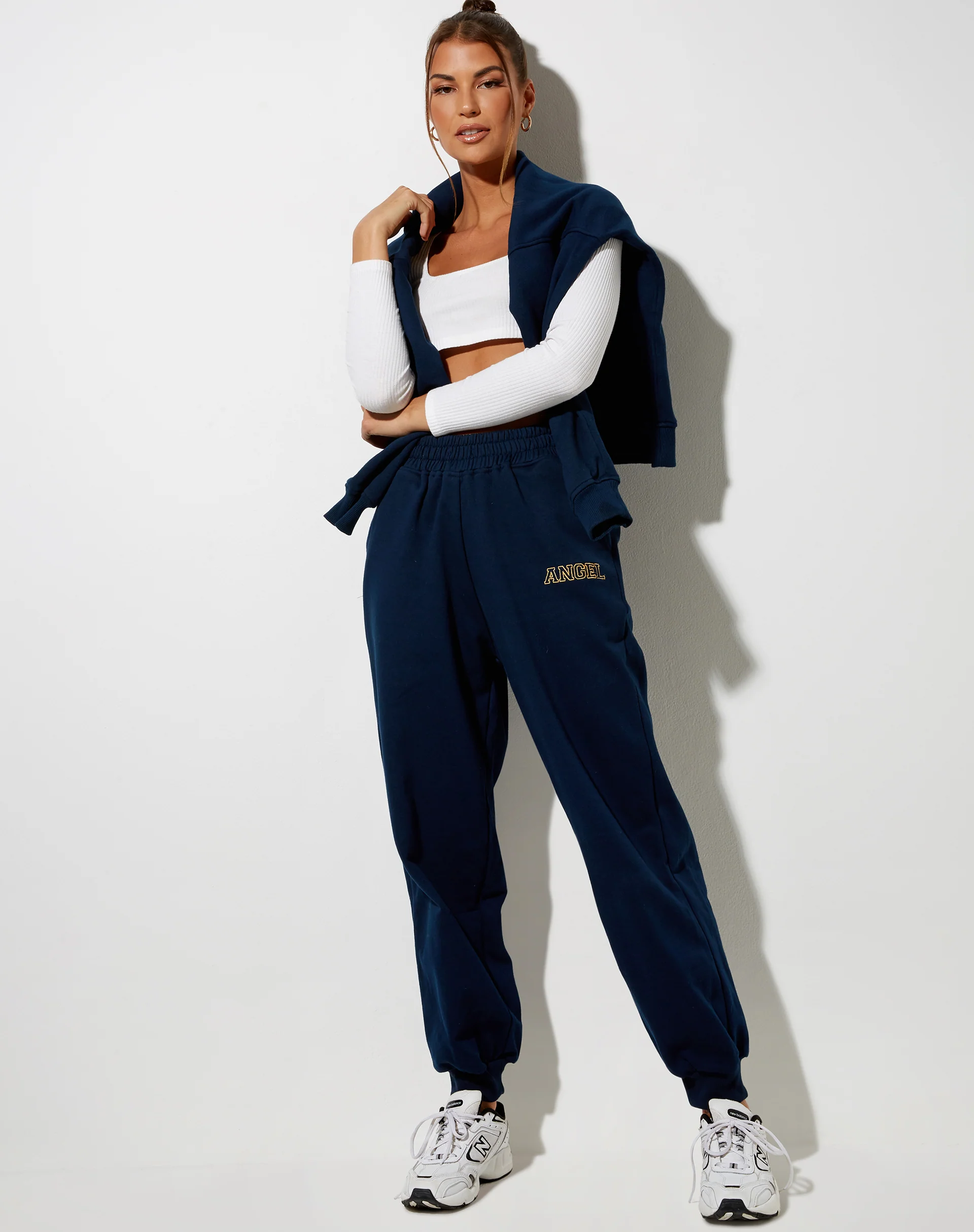 Roider Jogger in Navy 'Angel' Embro in Yellow - Image 2