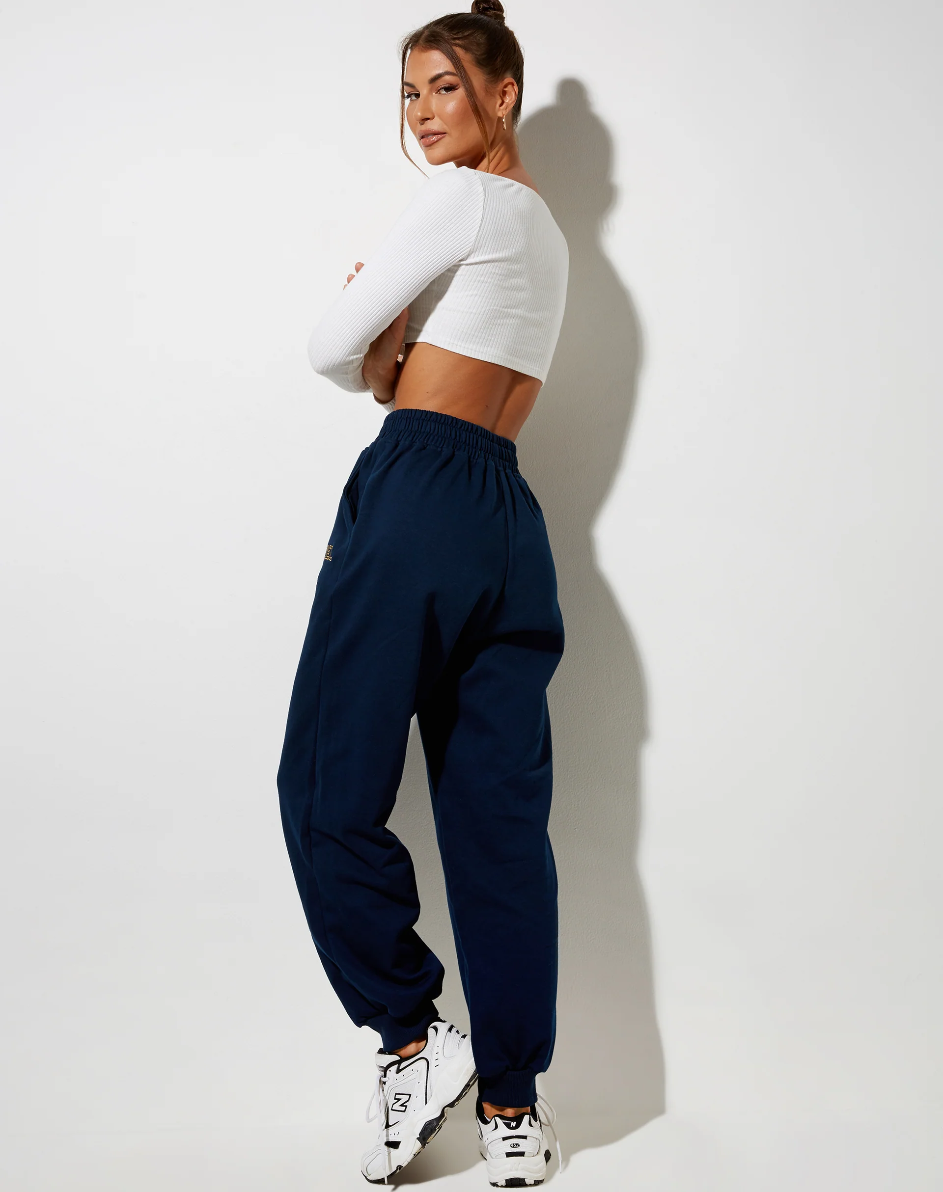 Roider Jogger in Navy 'Angel' Embro in Yellow - Image 4