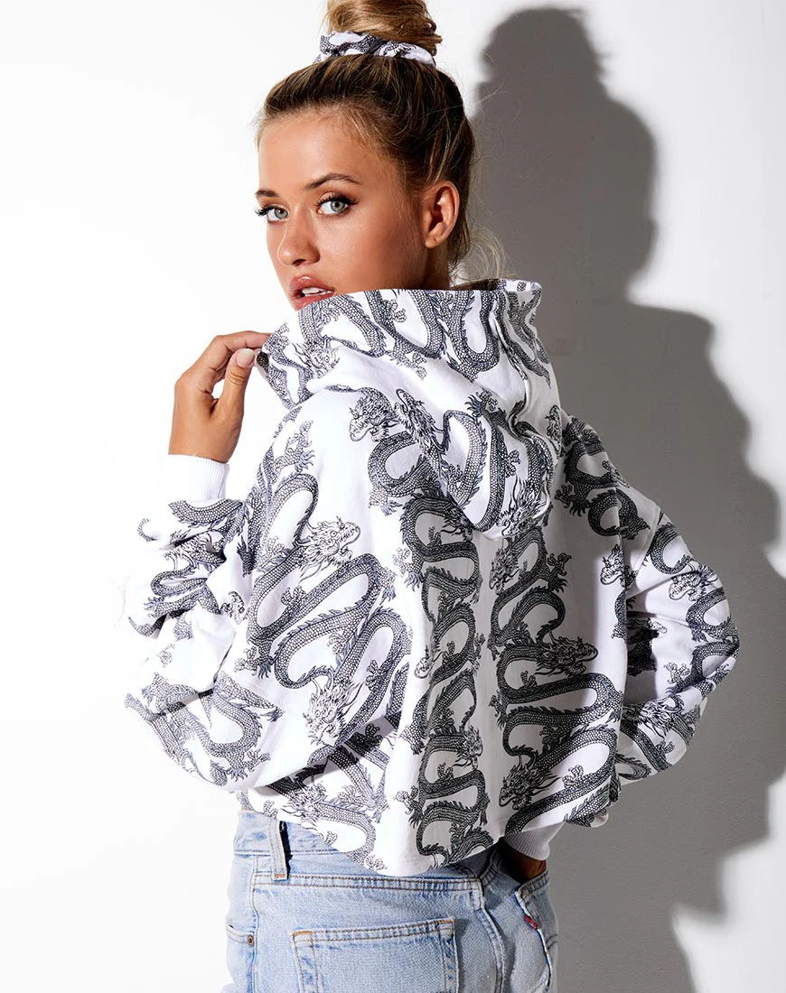 Roky Cropped Hoody in Dragon Rope White Placement - Image 2