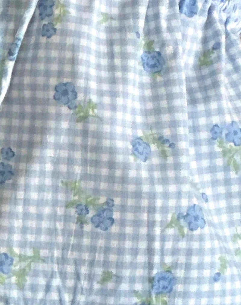 Rolia Cami Top in Blue Flower Gingham - Image 6