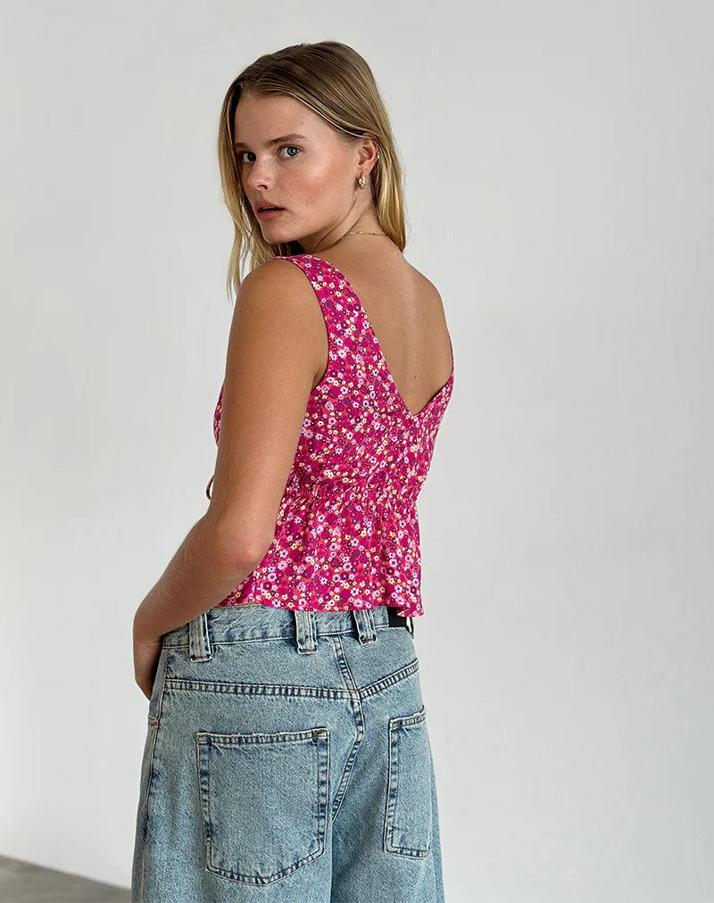 Rolia Cami Top in Ditsy Floral Pink - Image 3