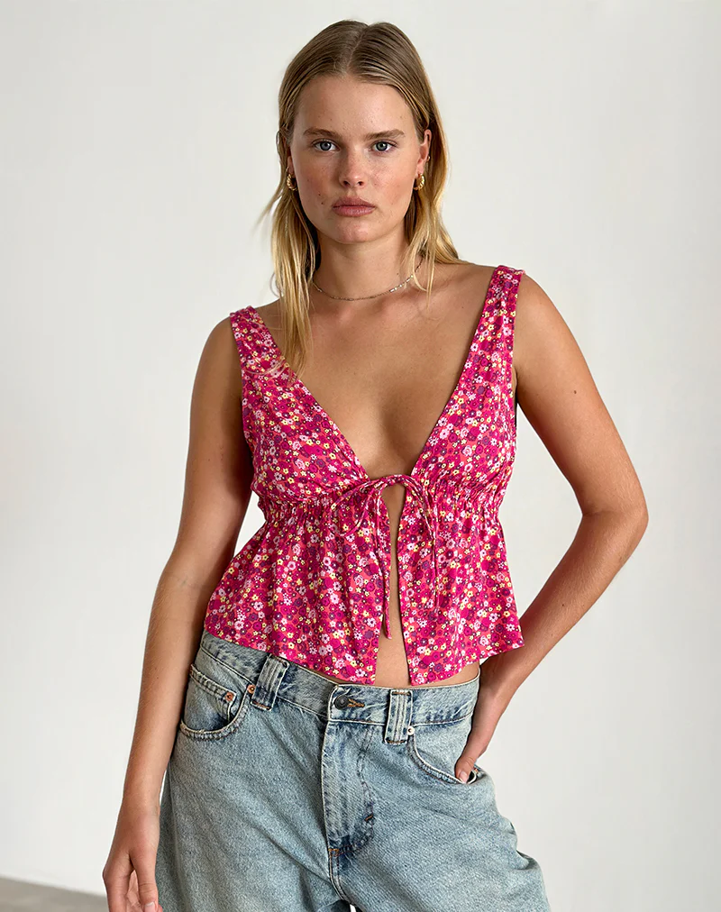 Rolia Cami Top in Ditsy Floral Pink - Image 4