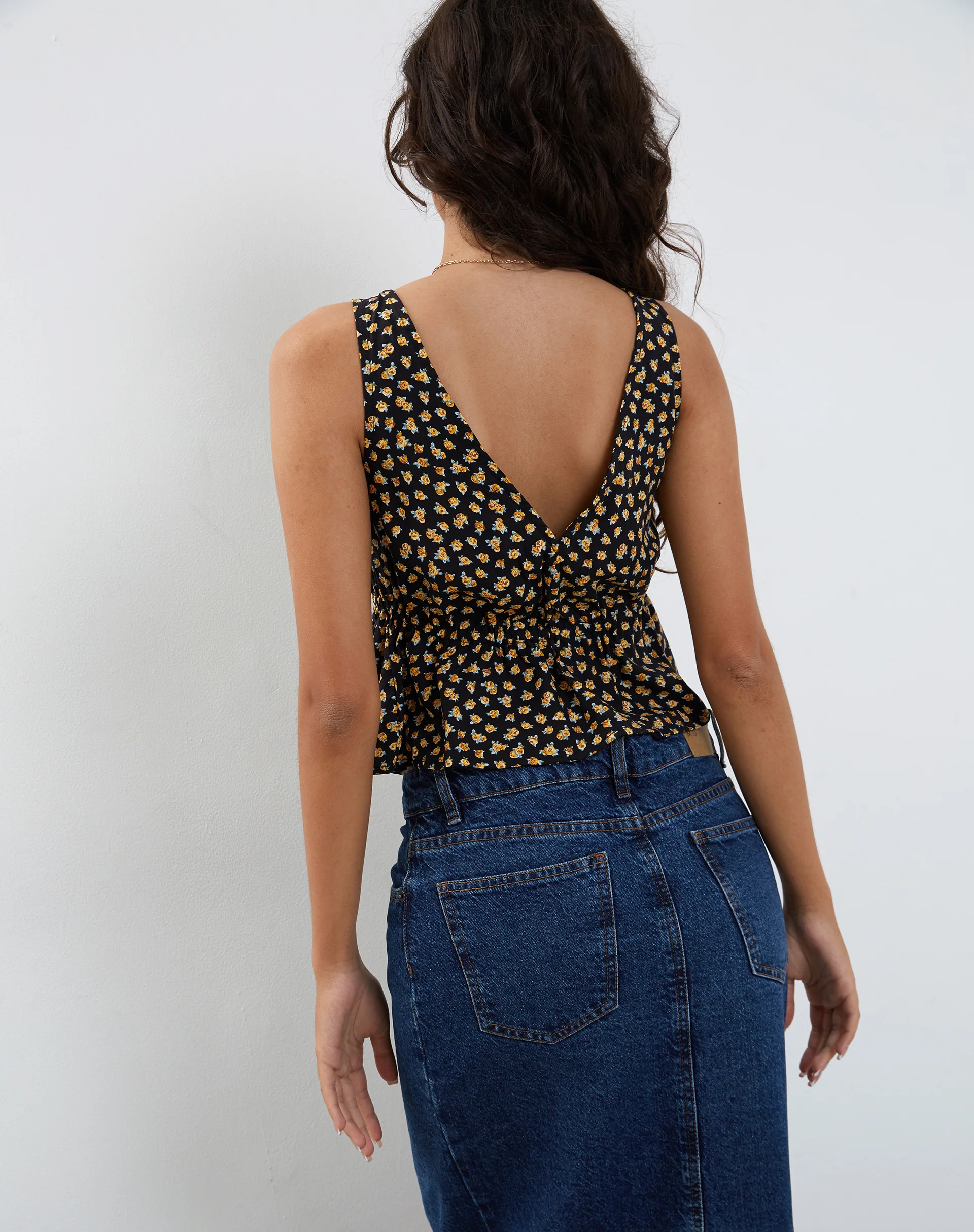 Rolia Tie Front Top in Ditsy Floral Bronze - Image 2