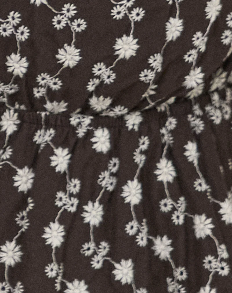 Rolia Tie Front Top in Floral Broderie Brown - Image 5