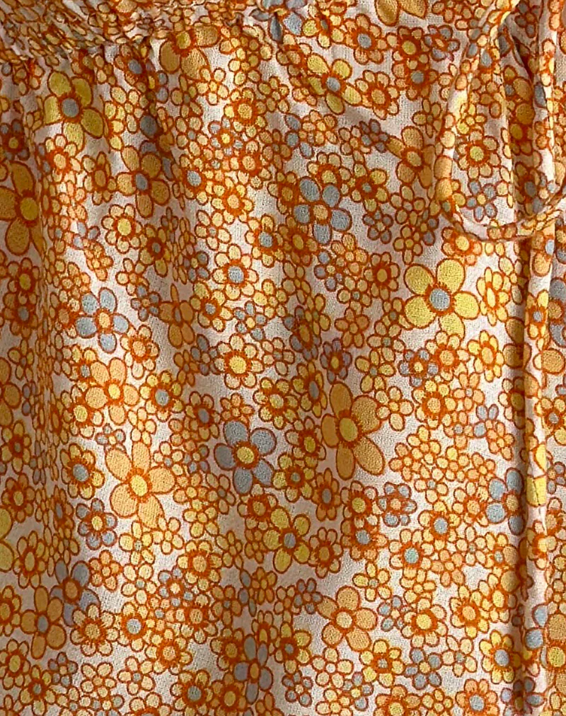 Rolia Tie Front Top in Flower Garden Yellow - Image 5