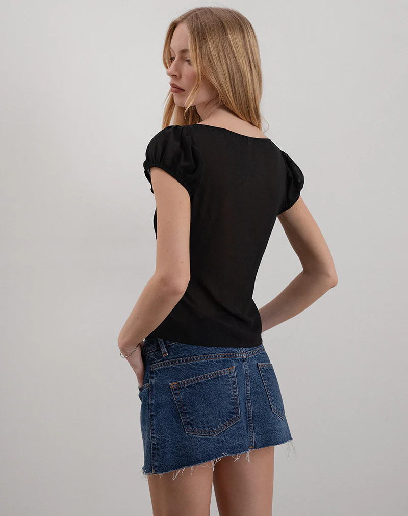 Rolina Blouse in Chiffon Black - Image 4