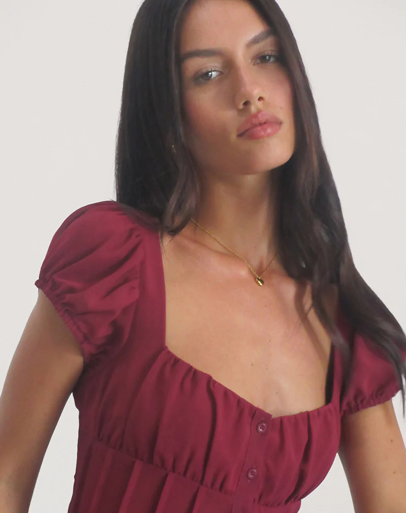 Rolina Blouse in Chiffon Burgundy - Image 2