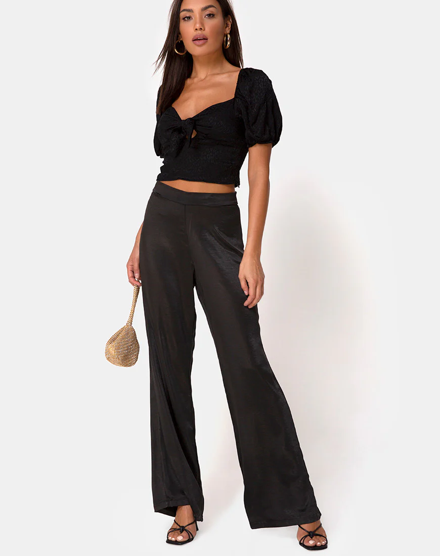 Romanza Top in Satin Cheetah Black - Image 3
