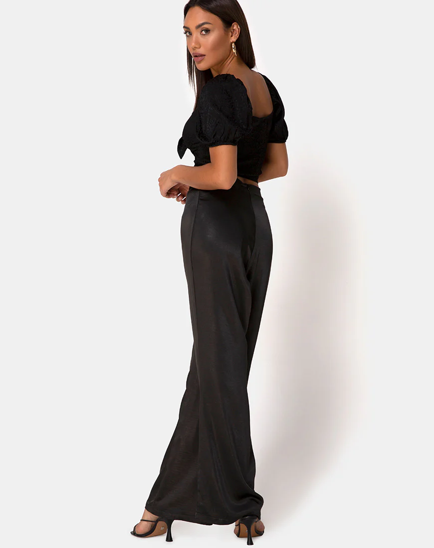 Romanza Top in Satin Cheetah Black - Image 4