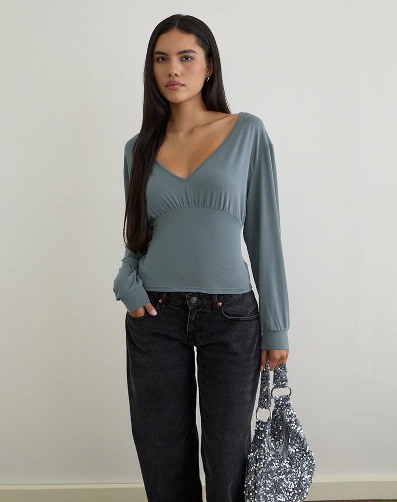 Romari Top in Ash Blue - Image 2