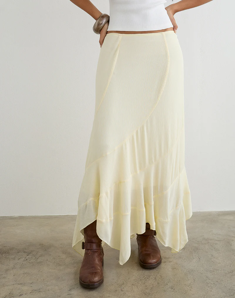 Rombe Maxi Skirt in Crinkle Butter Yellow - Image 2