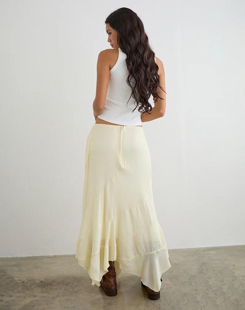 Rombe Maxi Skirt in Crinkle Butter Yellow - Image 4