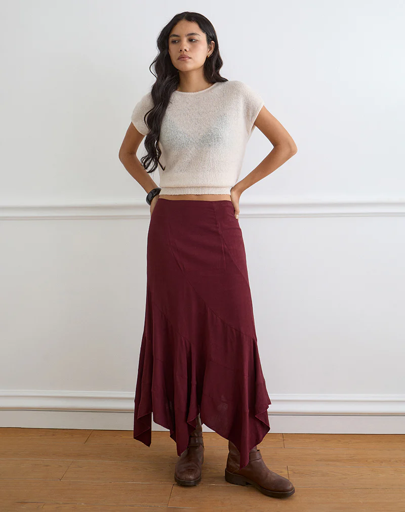 Rombe Maxi Skirt in Maroon - Image 3