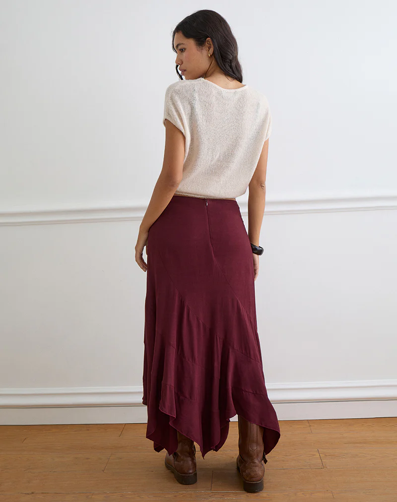 Rombe Maxi Skirt in Maroon - Image 4