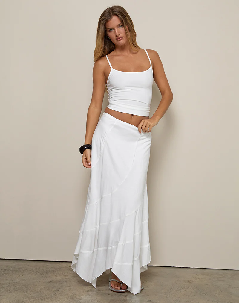 Rombe Seamed Fairy Maxi Skirt in Ivory - Image 5