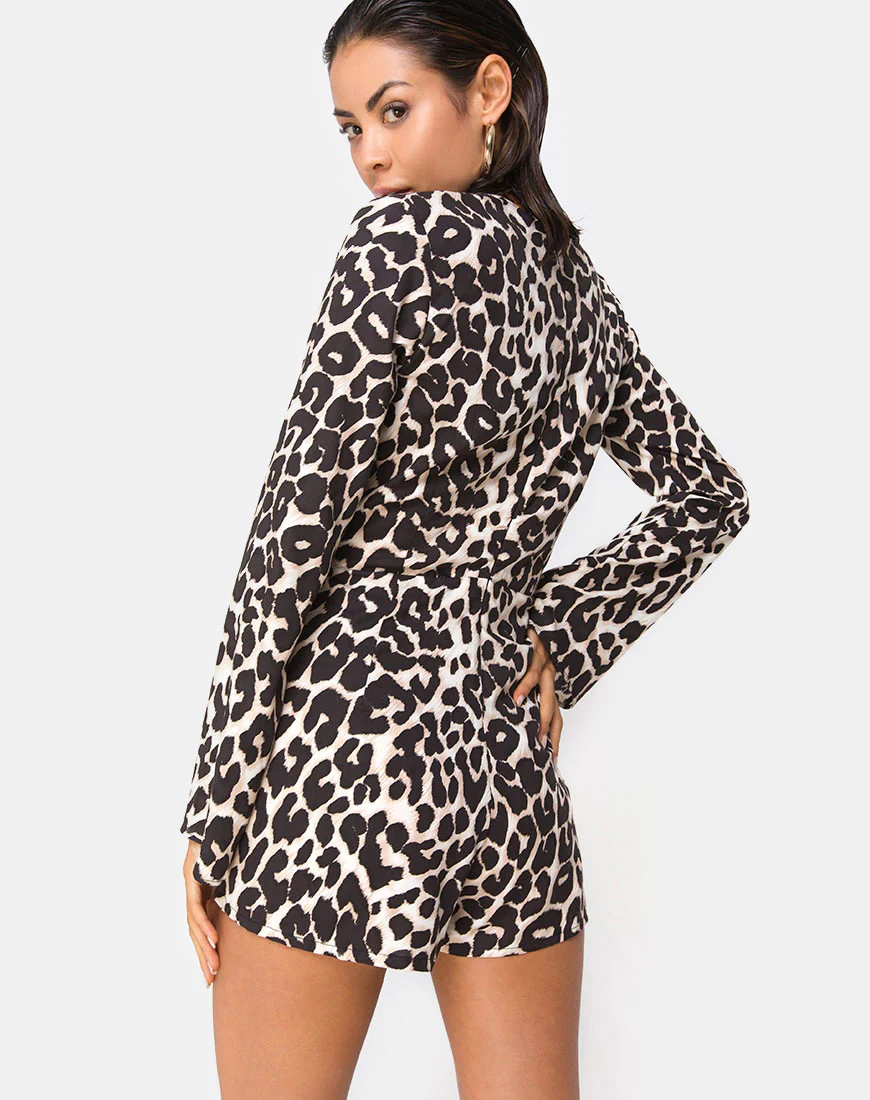 Romeo Plunge Playsuit in Oversize Jaguar - Image 2
