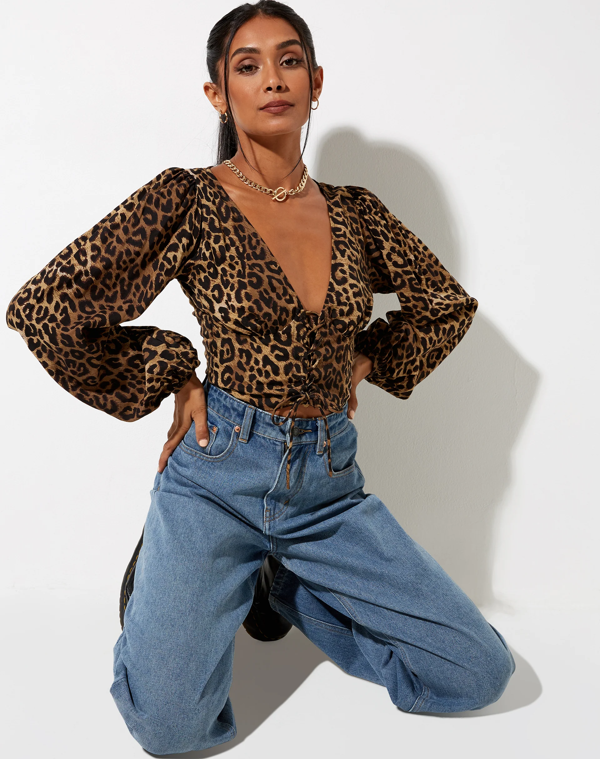 Romina Top in Night Leopard Brown - Image 3