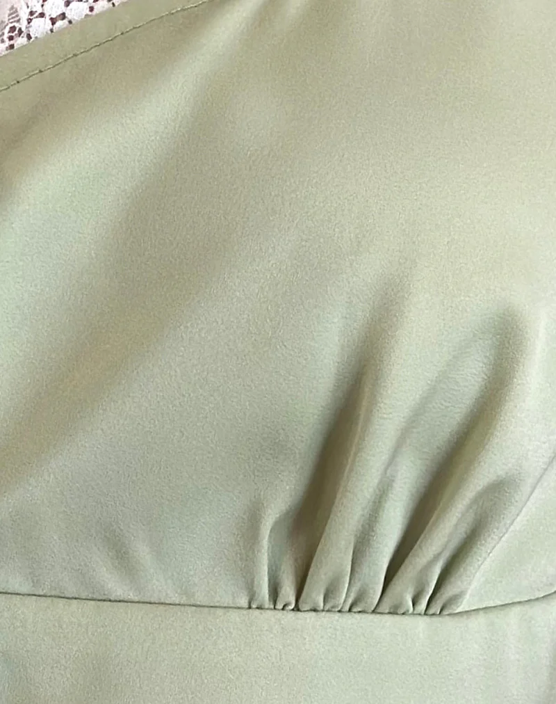 Rona Tie Front Top in Green Sage - Image 5
