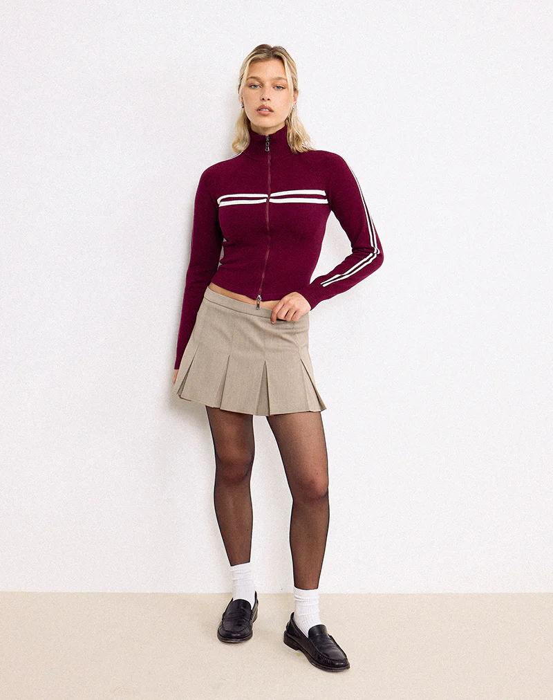 Ronaso Pleated Mini Skirt in Light Brown - Image 5