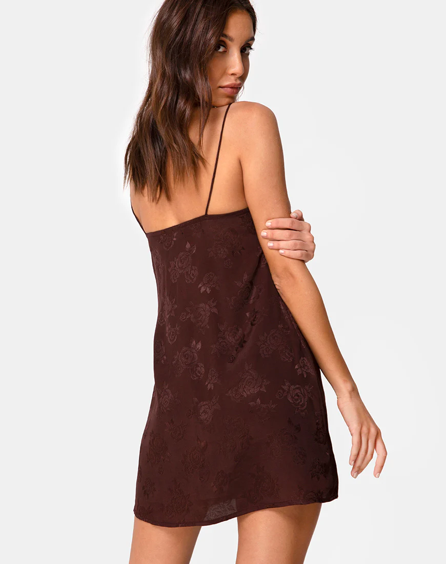 Ronina Mini Dress in Satin Rose Cocoa - Image 2